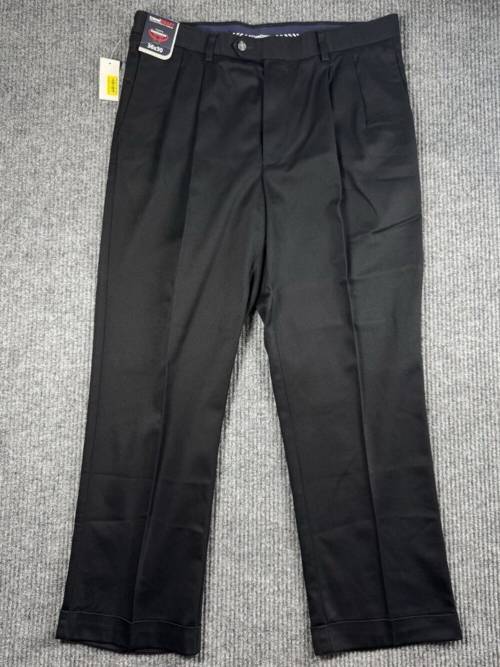 Roundtree & Yorke TravelSmart Dress Pants Mens 36x30 Black Pleated Classic Fit